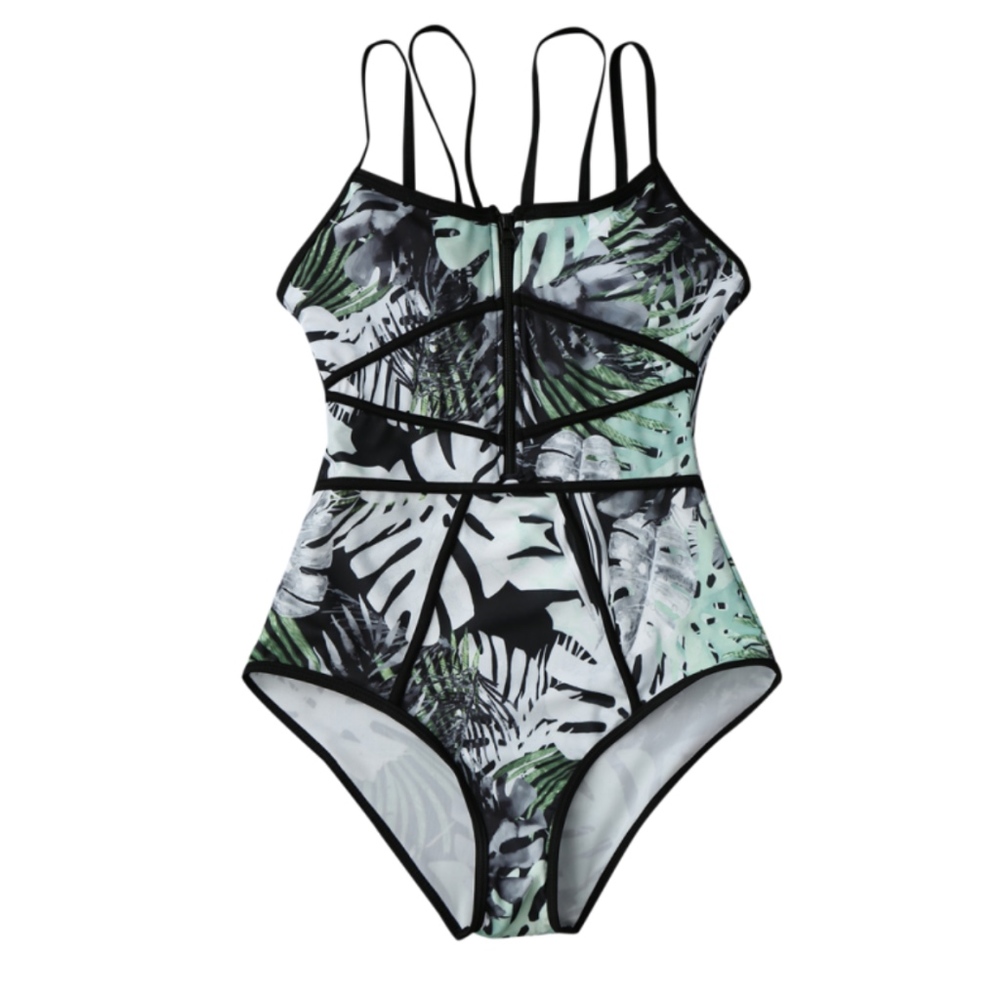 Tropical Print Bathing Suit